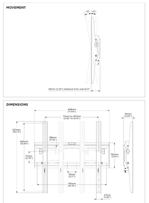 Fixed TV Wall Mount for Narrow Stud (Tiltable) (50Kg Max)