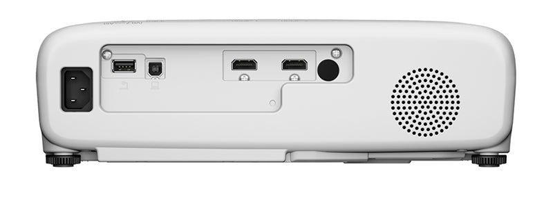 Epson EB-W55 data projector rear view showing ports and speaker design.